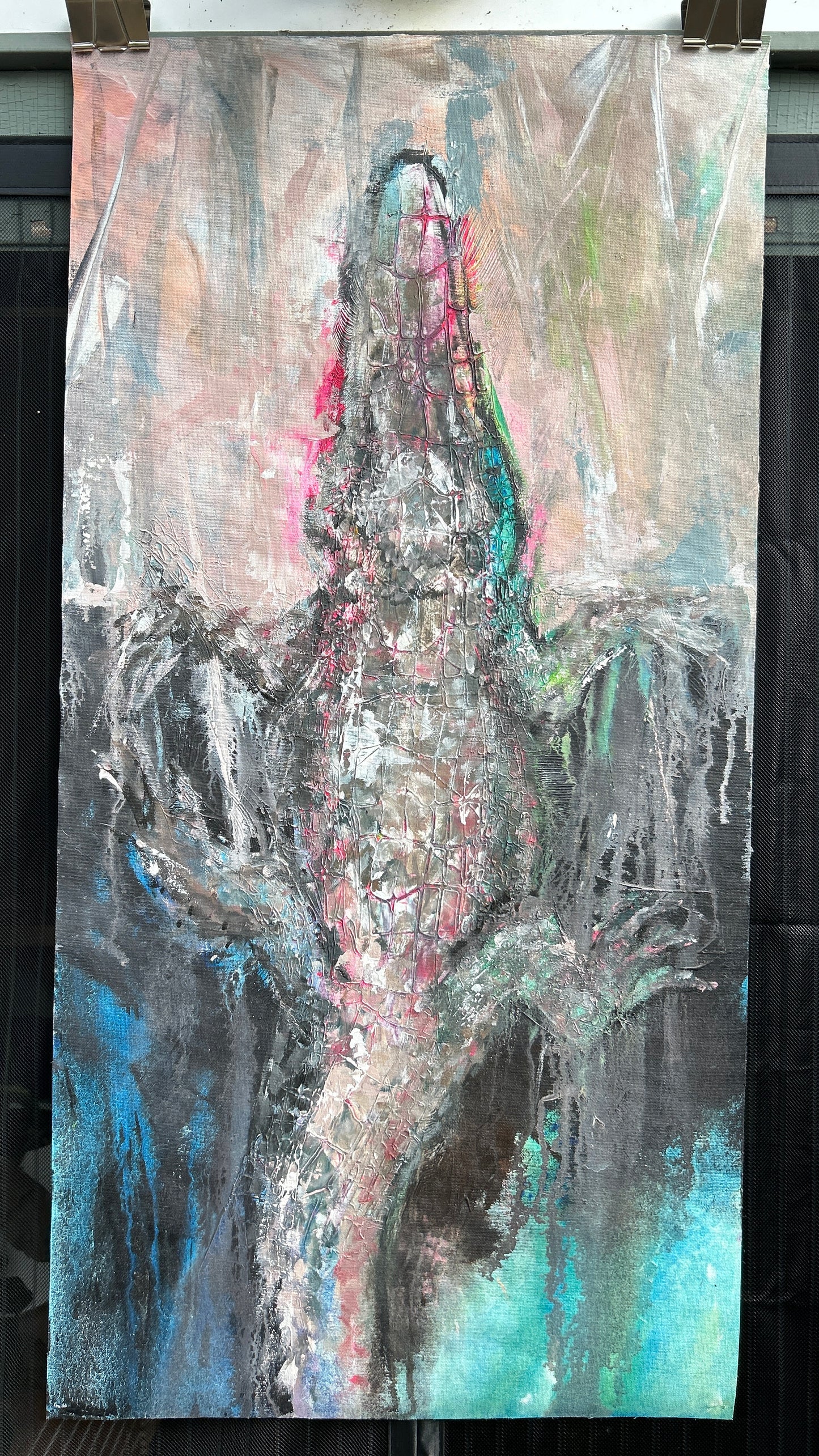 ORIGINAL CANVAS PAINTING 18x36”:: Color beneath