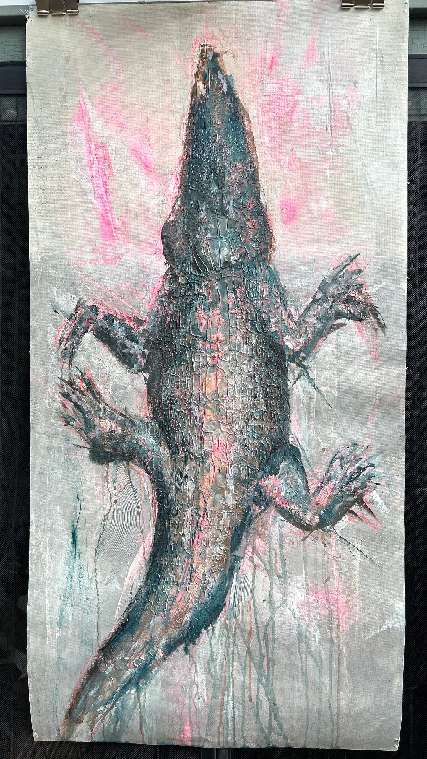 SOLD :: ORIGINAL CANVAS PAINTING 18”x36”:: Pink Glow