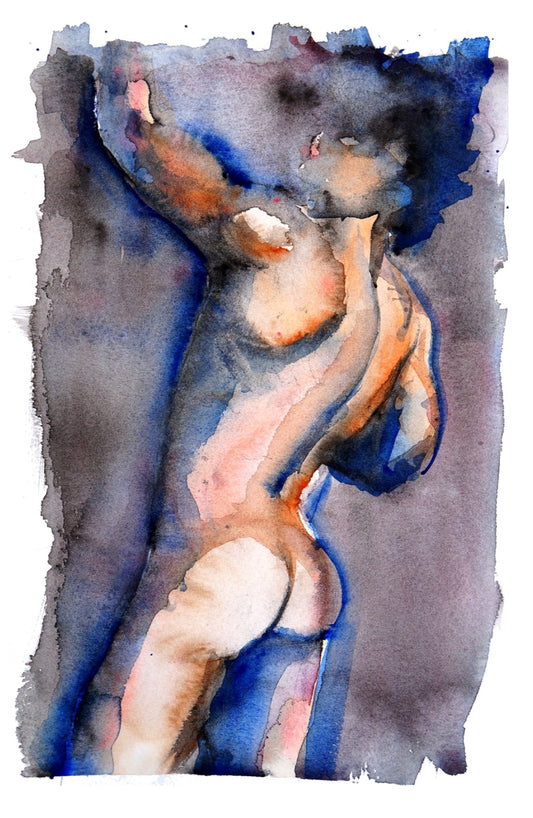 Textured & Signed Giclée Print :: Nude Standing